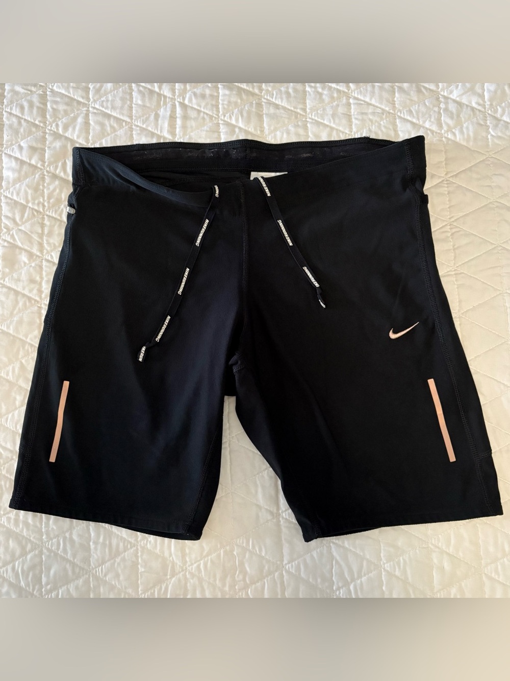 Nike Black Bike Shorts with Pale Pink Accents